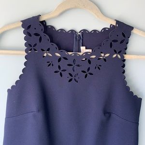 J Crew laser cut eyelet dress in navy blue 00